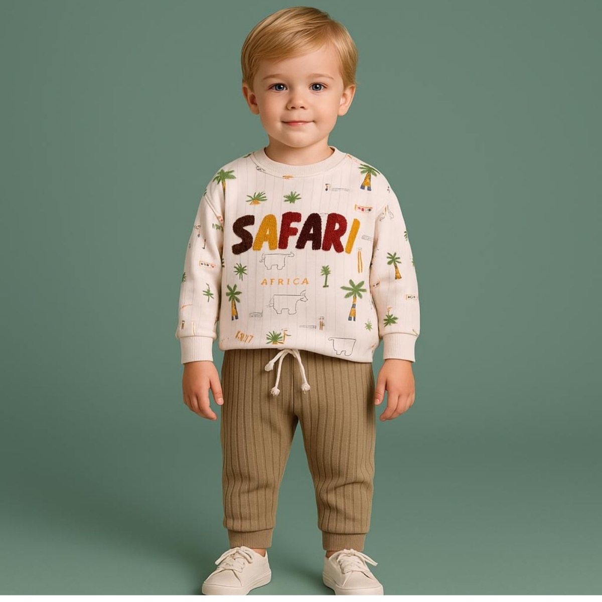 ANILÇO BEBE 056-ERKEK 6/12 AY SAFARİ 2 Lİ TAKIM