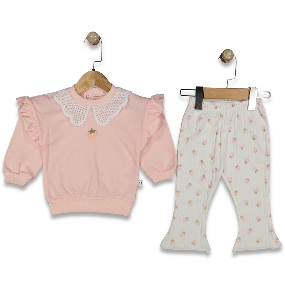 ANILÇO BEBE 2504-KIZ 6/24 AY ÇİLEKLİ 2 Lİ TAKIM