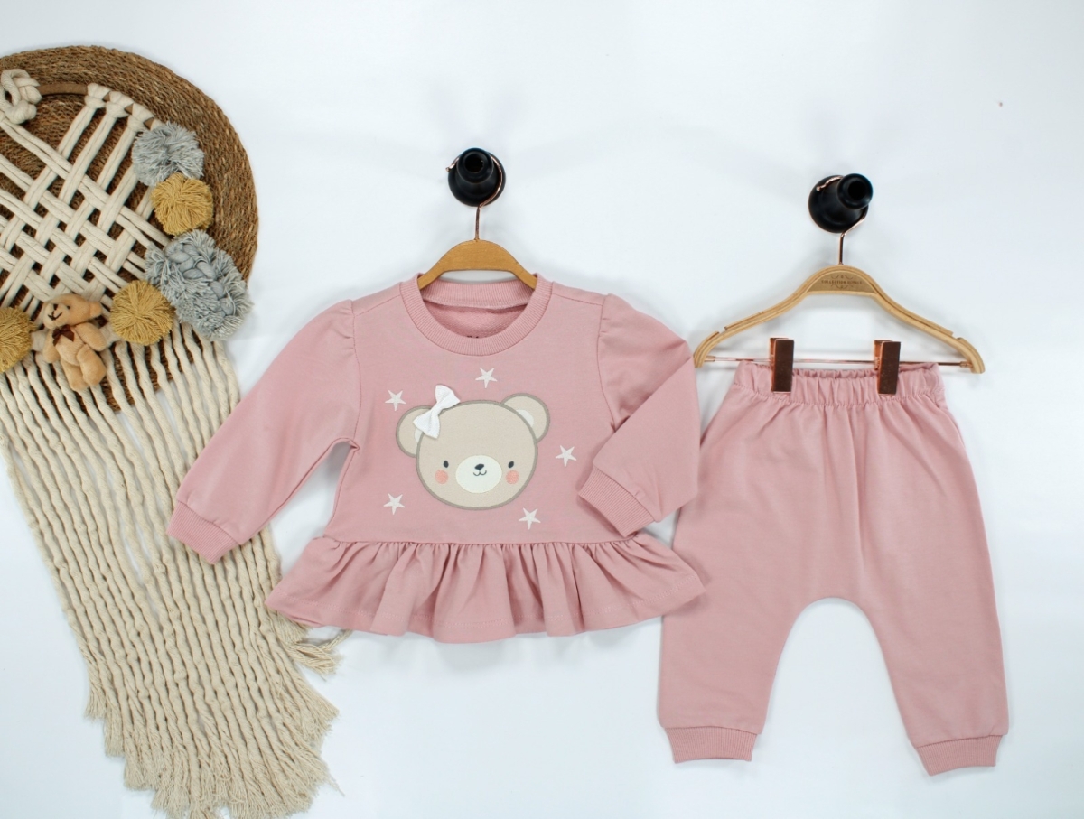 AYICIK APLİKELİ KURDELADETAYLI KIZ 2&#039;Lİ TAKIM