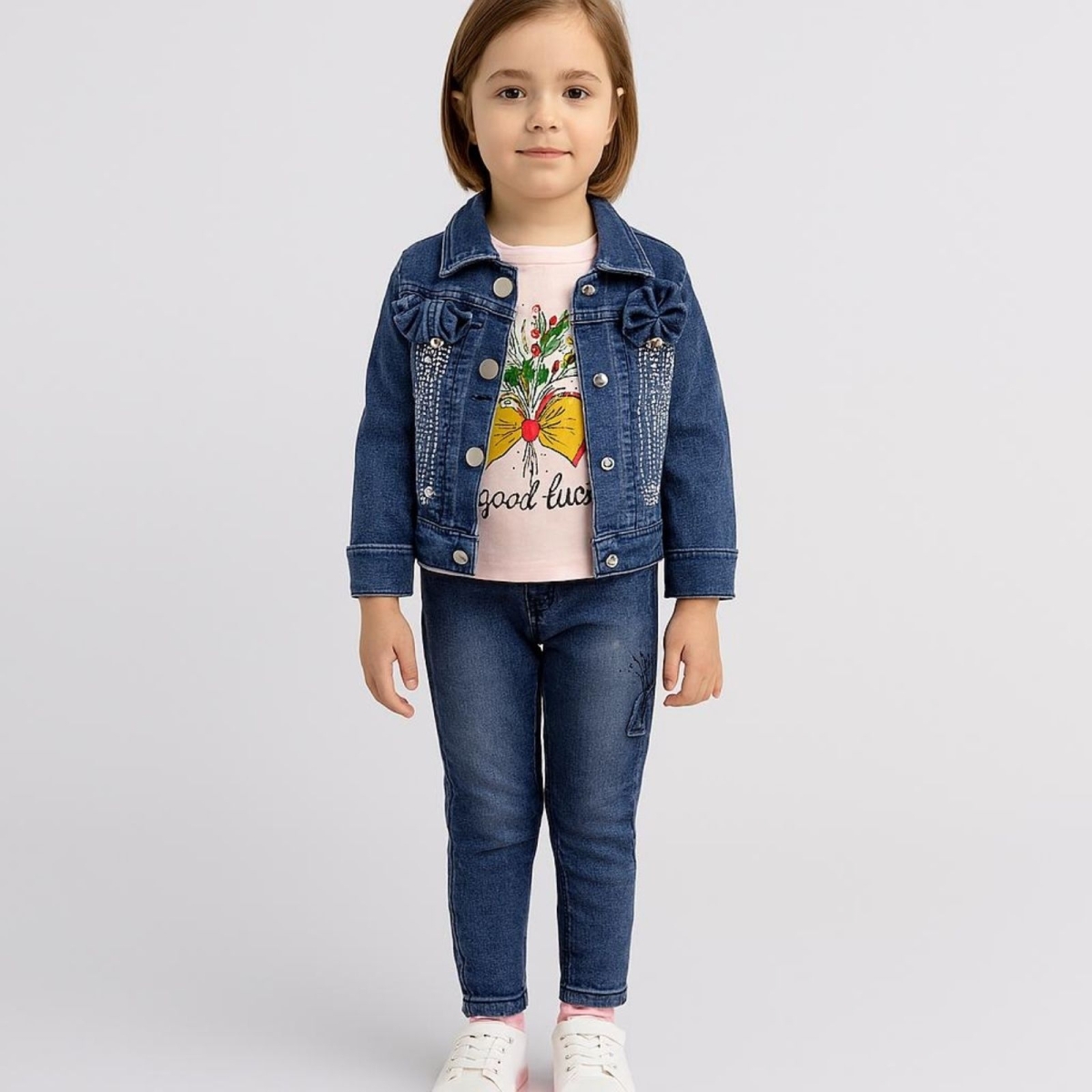 AYNUR KİDS 0045-KIZ 2/5 YAŞ GOOD LİFE KOT 3&#039;LÜ TAKIM