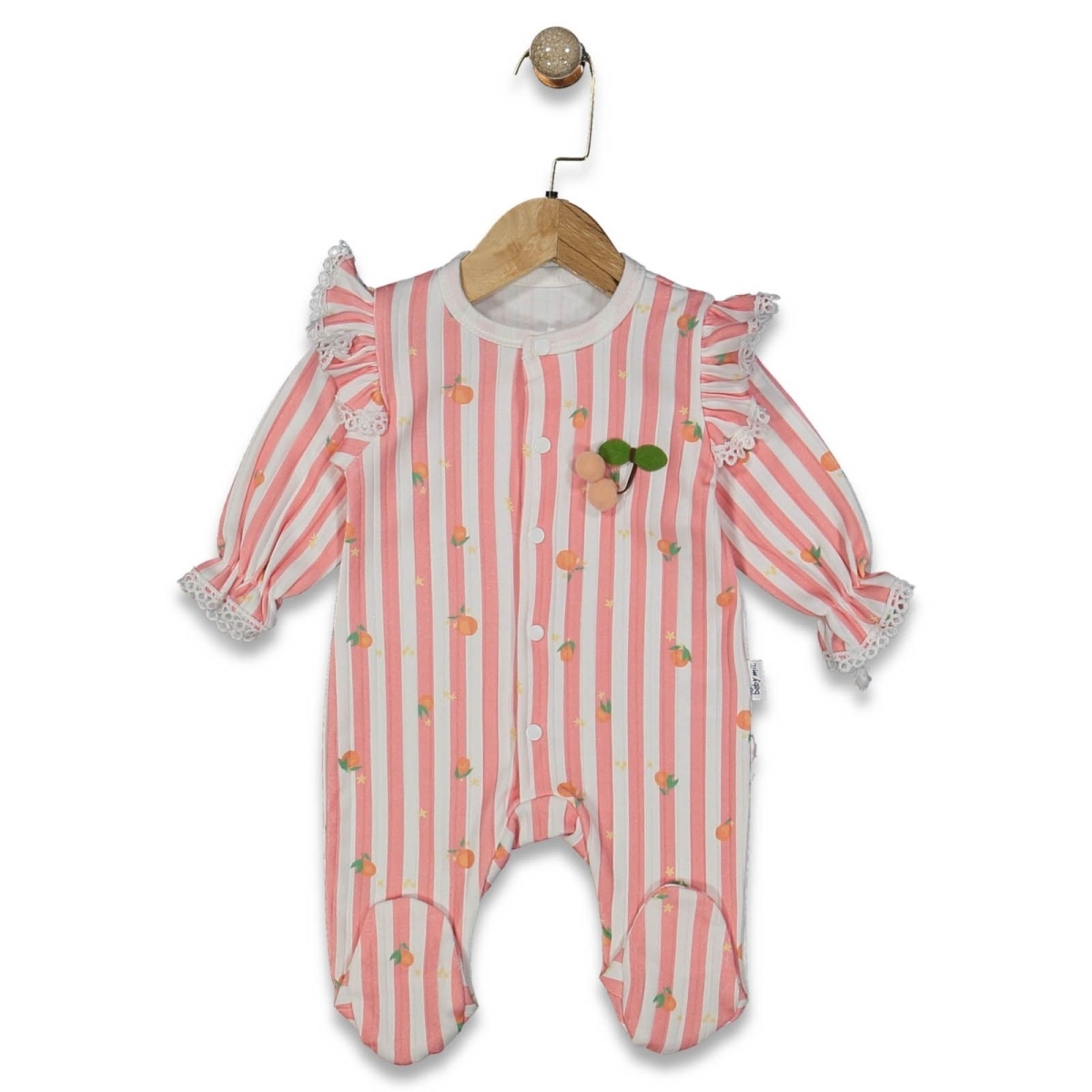 BABY Mİİ 0274-KIZ 1/6 AY ŞERİTLİ ŞEFTALİ TULUM