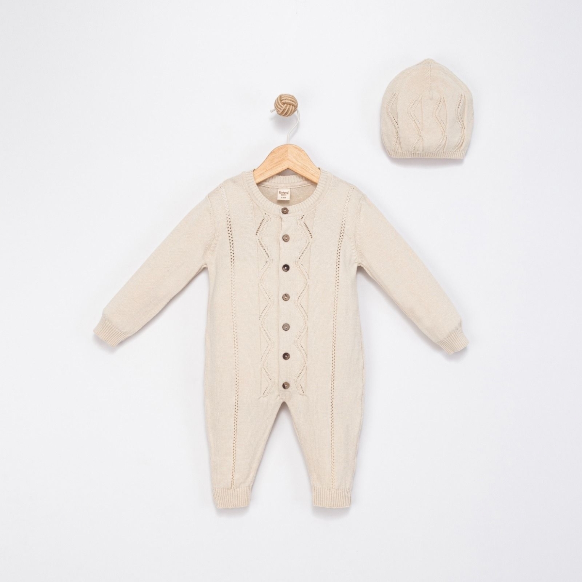 BABY MY 4145-ERKEK 3/12 AY TRİKO TULUM ŞAPKA