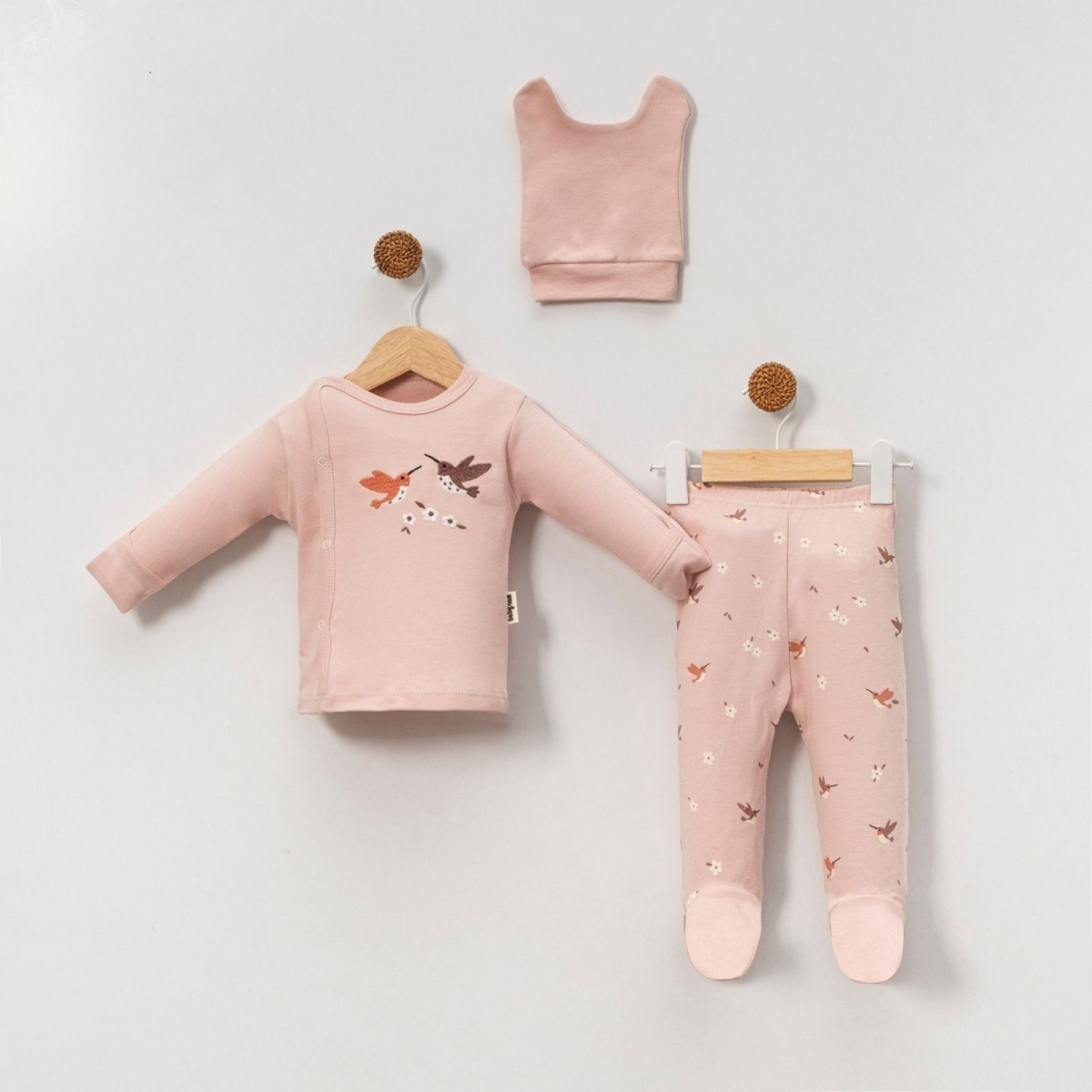 BABYCAN 9413-KIZ 3/3 AY KUŞ NAKİŞ-3 LÜ ZIBIN TAKIM