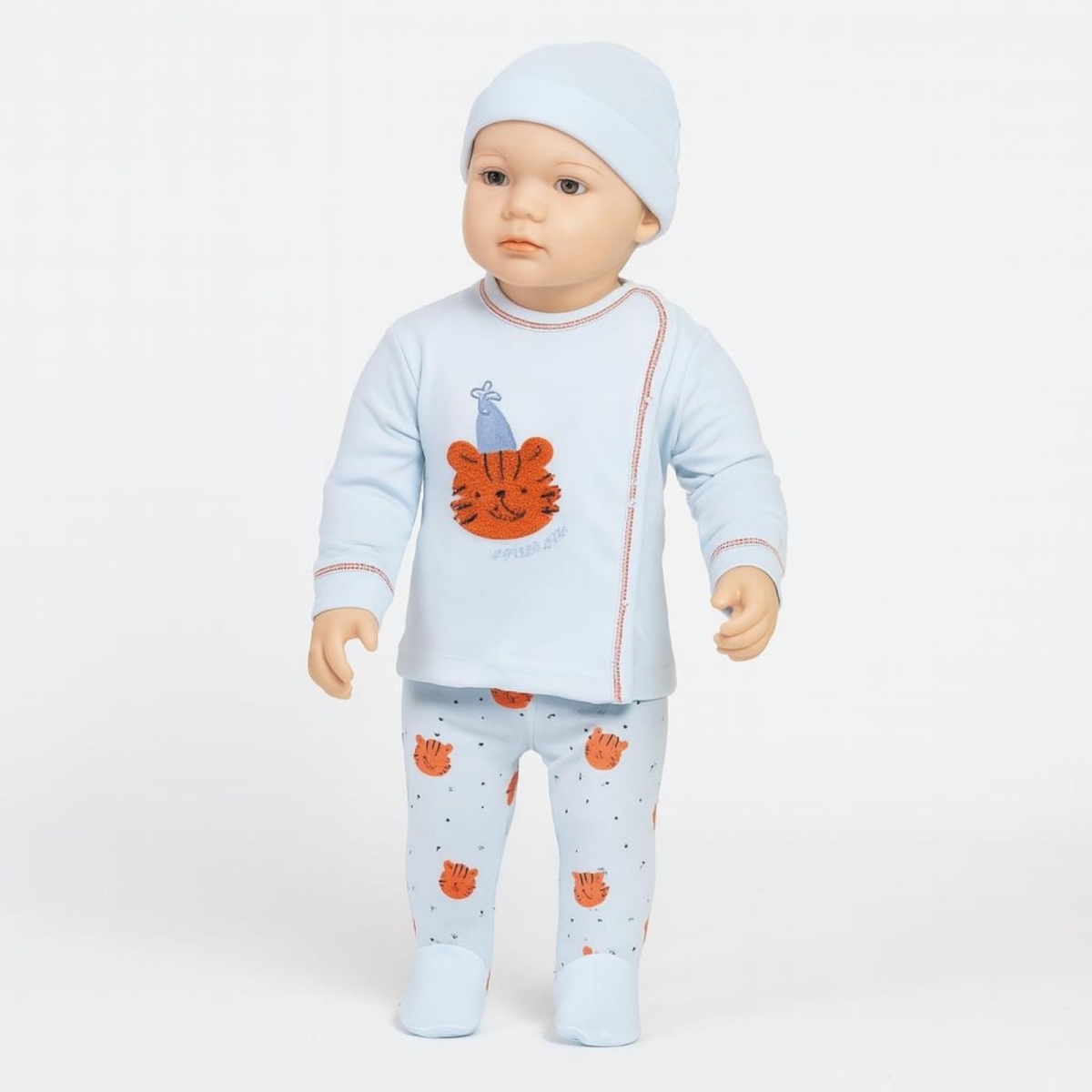 BABYCAN 9418-ERKEK 3/3 AY ŞAPKALI ASLAN 3LÜ ZIBIN TAKIM