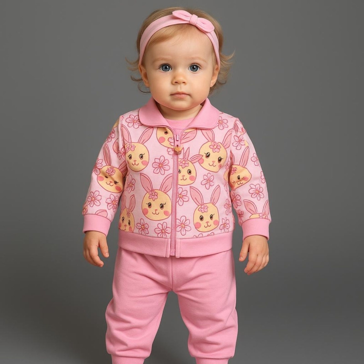 BABYİM 2228-KIZ 3/9 AY ÇİÇEKLİ 3LÜ CEKET TAKIM