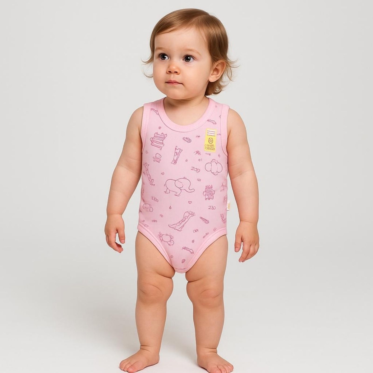 BABYTOO 7296/6-UNISEX 1/9 AY RAPORLU SAFARI BASKILI KOLSUZ BADI