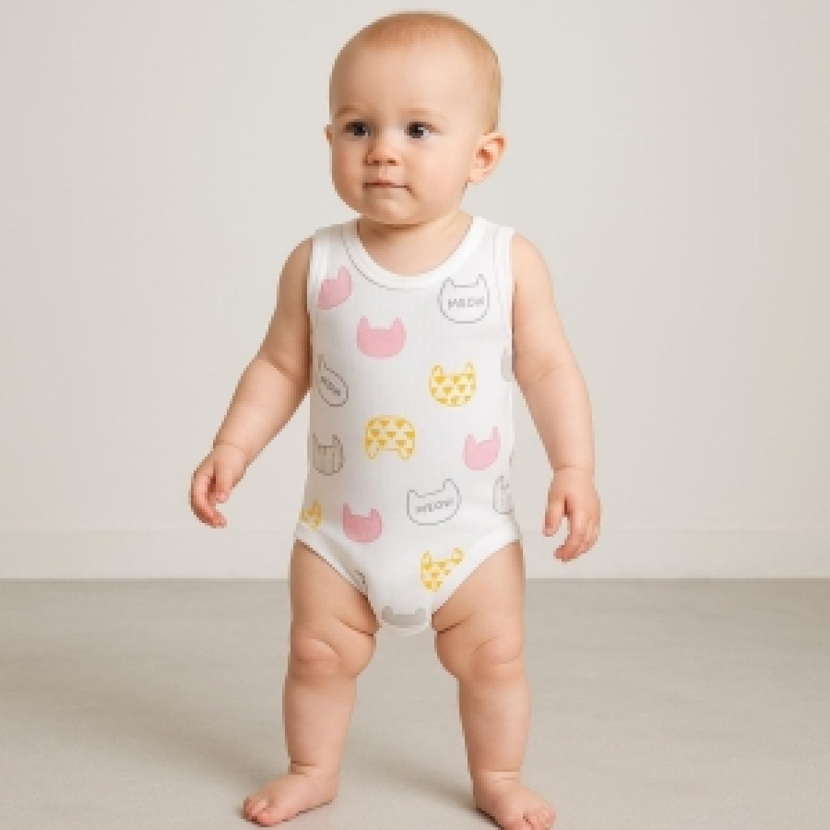 BABYTOO 7296/9-KIZ 1/9 AY RAPORLU KEDI BASKILI KOLSUZ BADI