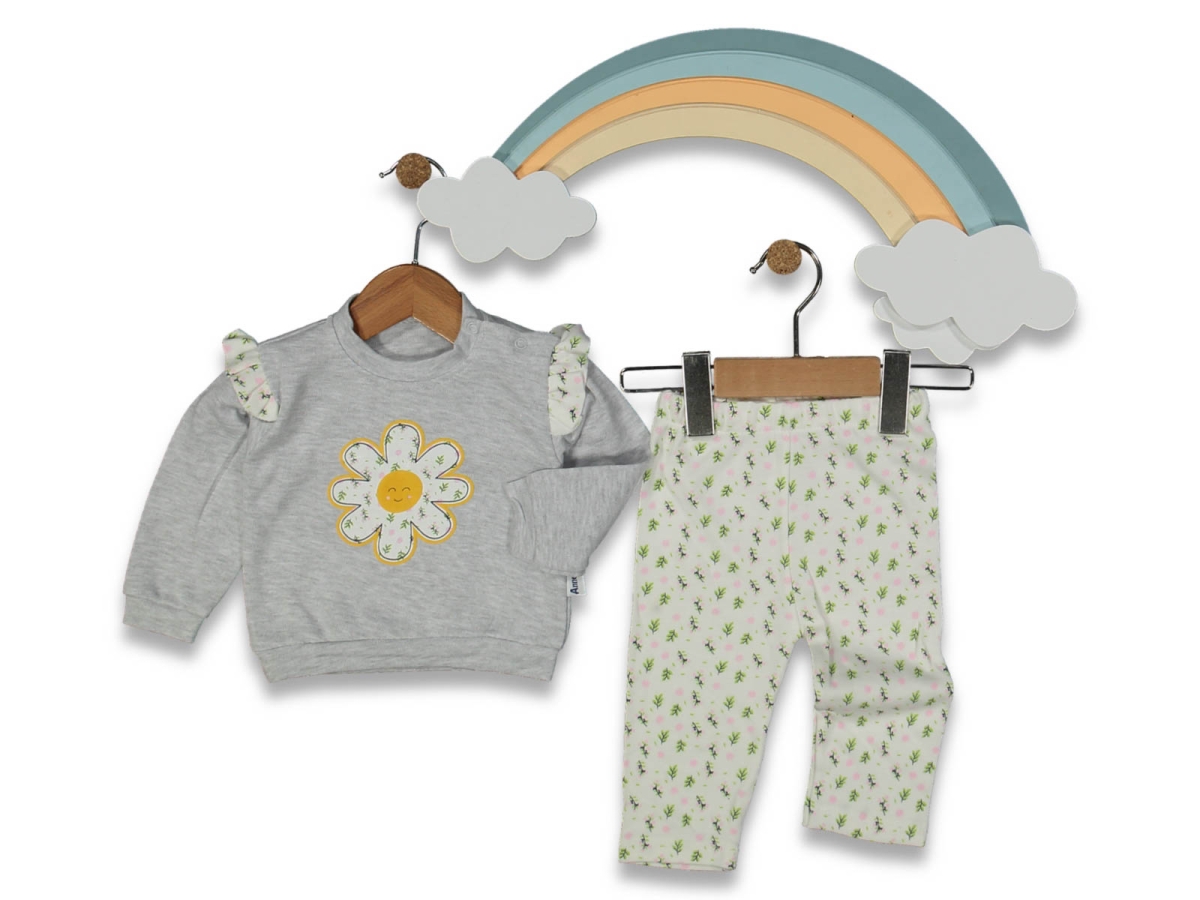 BEBE 6/12 AY GÜNEŞ PAPATYA NAKIŞLI  TAKIM