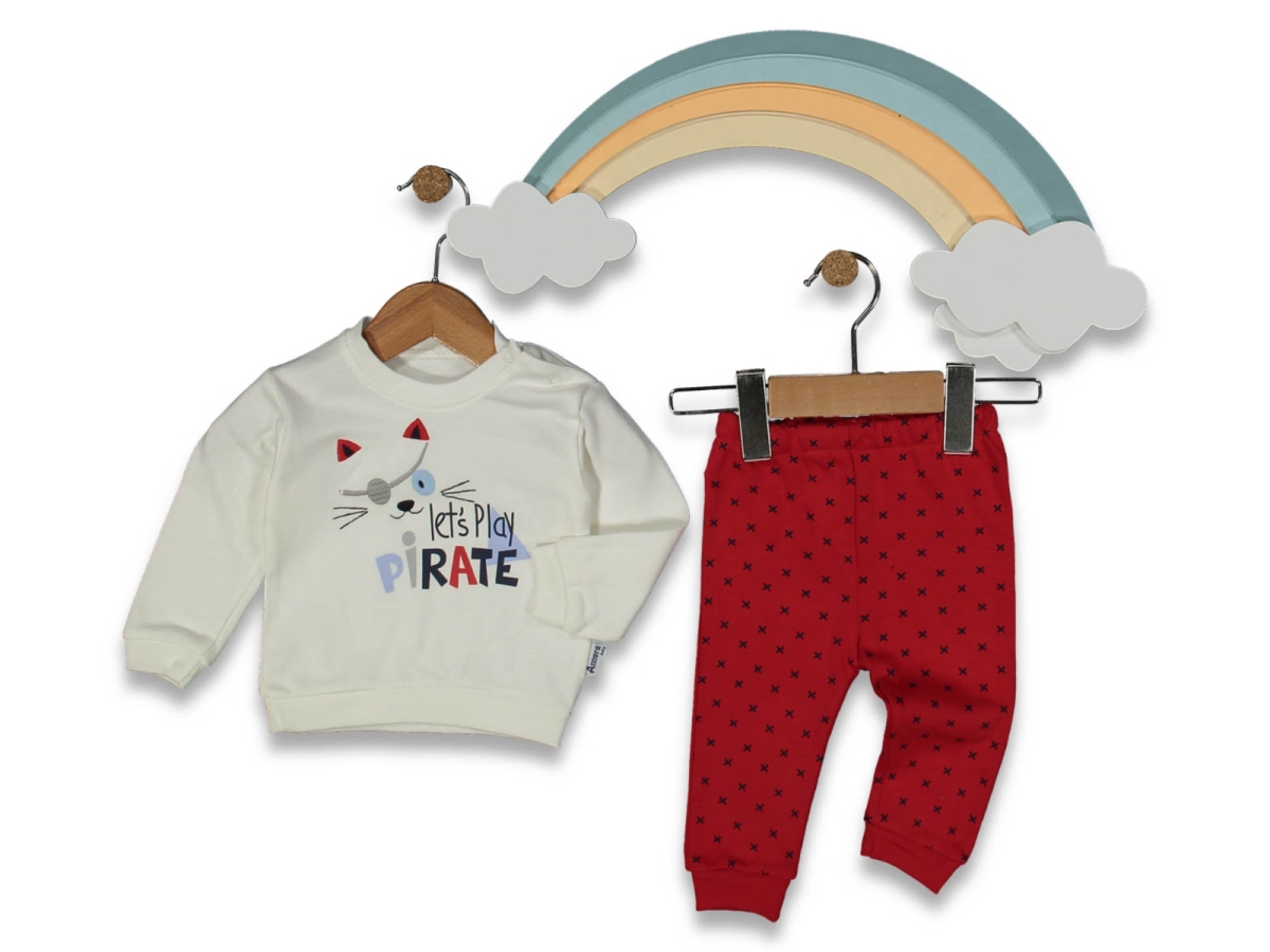 BEBE 6/12 AY LETS PLAY PİRATE NAKIŞLI TAKIM