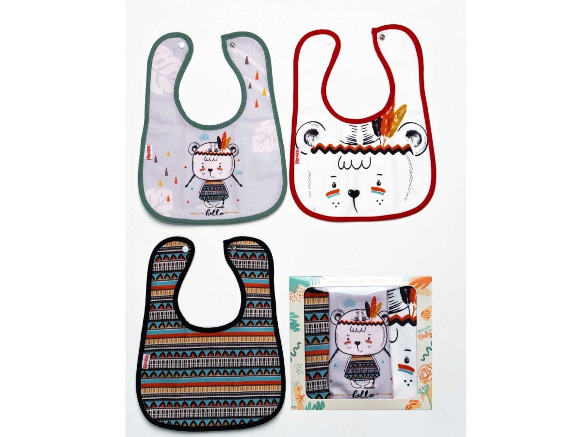 BEBE KIZILDERİLİ  BASKI 3 LÜ ÖNLÜK