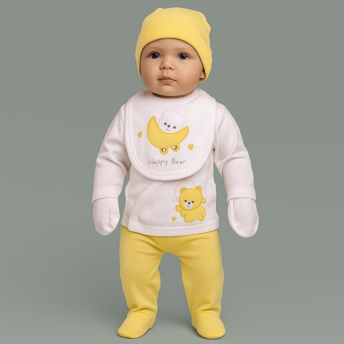 BEBİTOF 20225-KIZ 1/3 AY SEVİMLİ TRENDEKİ AYICIK 5 PARÇA ZIBIN TAKIMI