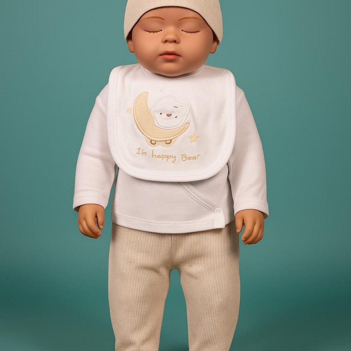 BEBİTOF 20226-ERKEK 1/3 AY SEVİMLİ TRENDEKİ AYICIK 5 PARÇA ZIBIN TAKIMI