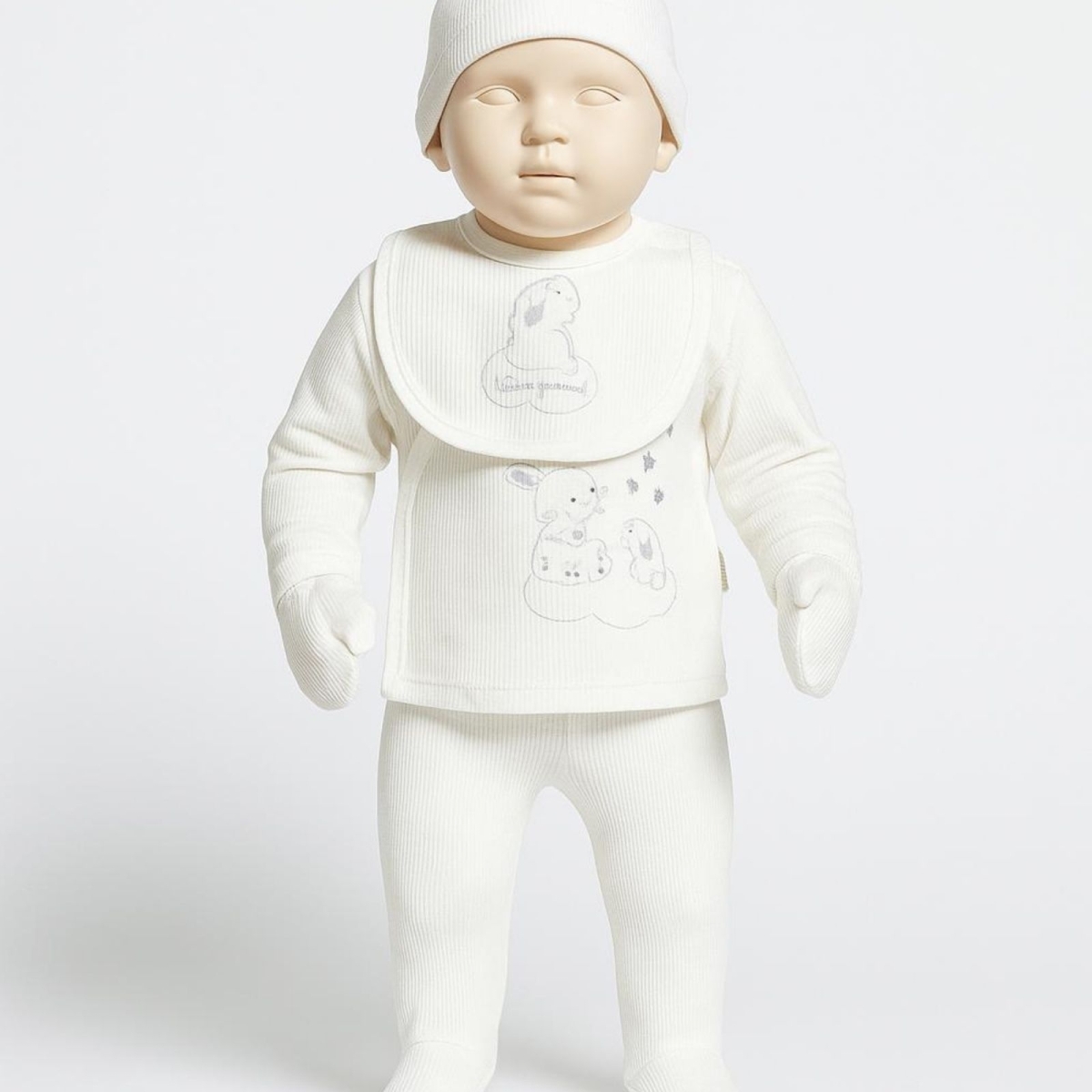 BEBİTOF 20227-UNISEX 1/3 AY SEVİMLİ BULUT TAVŞAN 5 Lİ ZIBIN TAKIMI