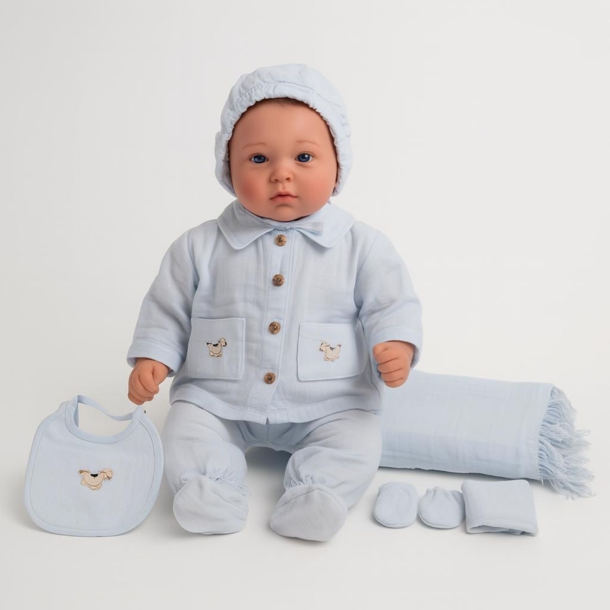 BEBLY KİDS 10013-ERKEK 1/3 AY MÜSLİN SALLANAN AT NAKIŞLI 10 LU SET