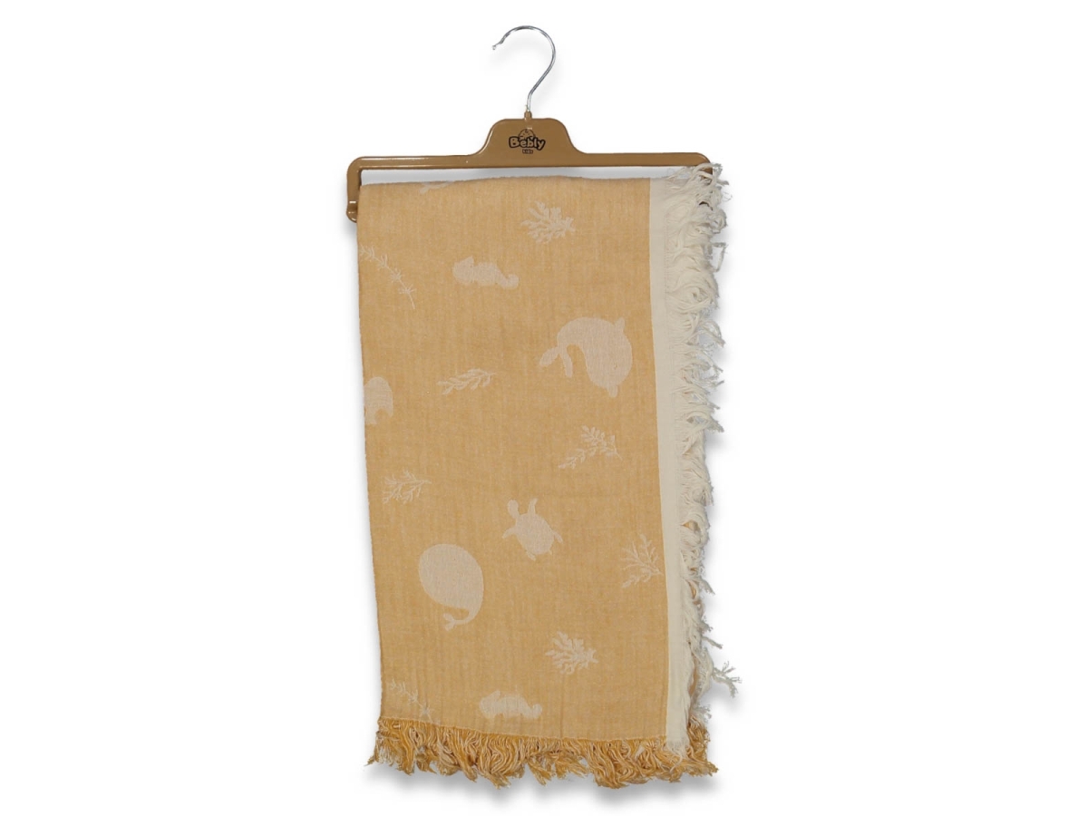 BEBLY KİDS 2007-UNISEX 1/24 AY 105*120 2 KAT JAKARLI YUNUS  MÜSLİN