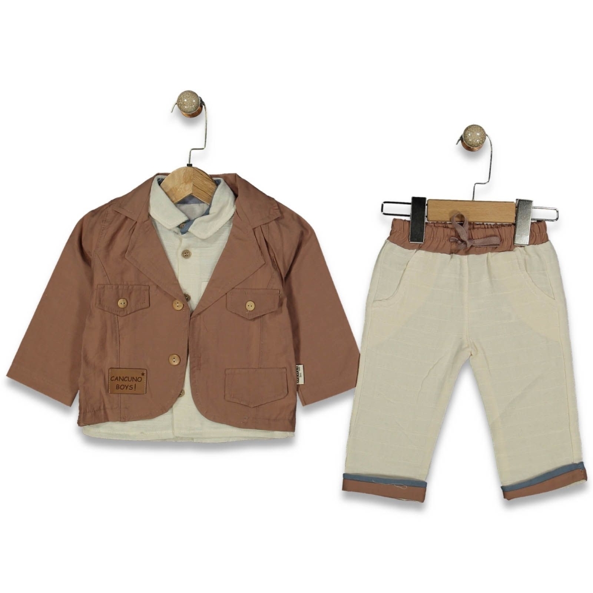 BEBLY KİDS 2521-ERKEK 9/18 AY CEKETLİ CANCUNO ARMALI GÖMLEKLİ 3 LÜ