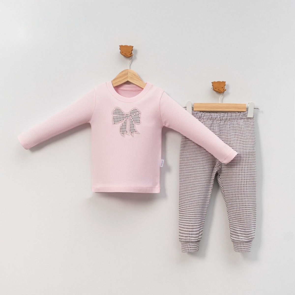 BELEMİR - 7165 / Kurdele Nakışlı 2&#039;li Kız Pijama Takımı