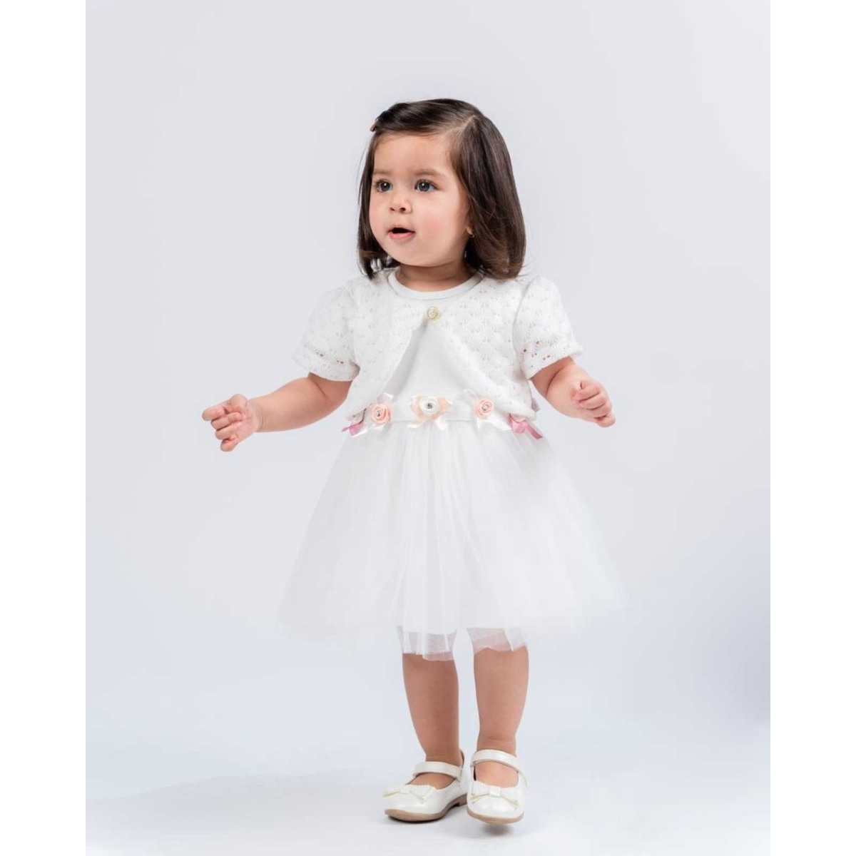 BULŞEN 417-KIZ 9/18 AY  DELİKLİ BRODELİ ELBİSE