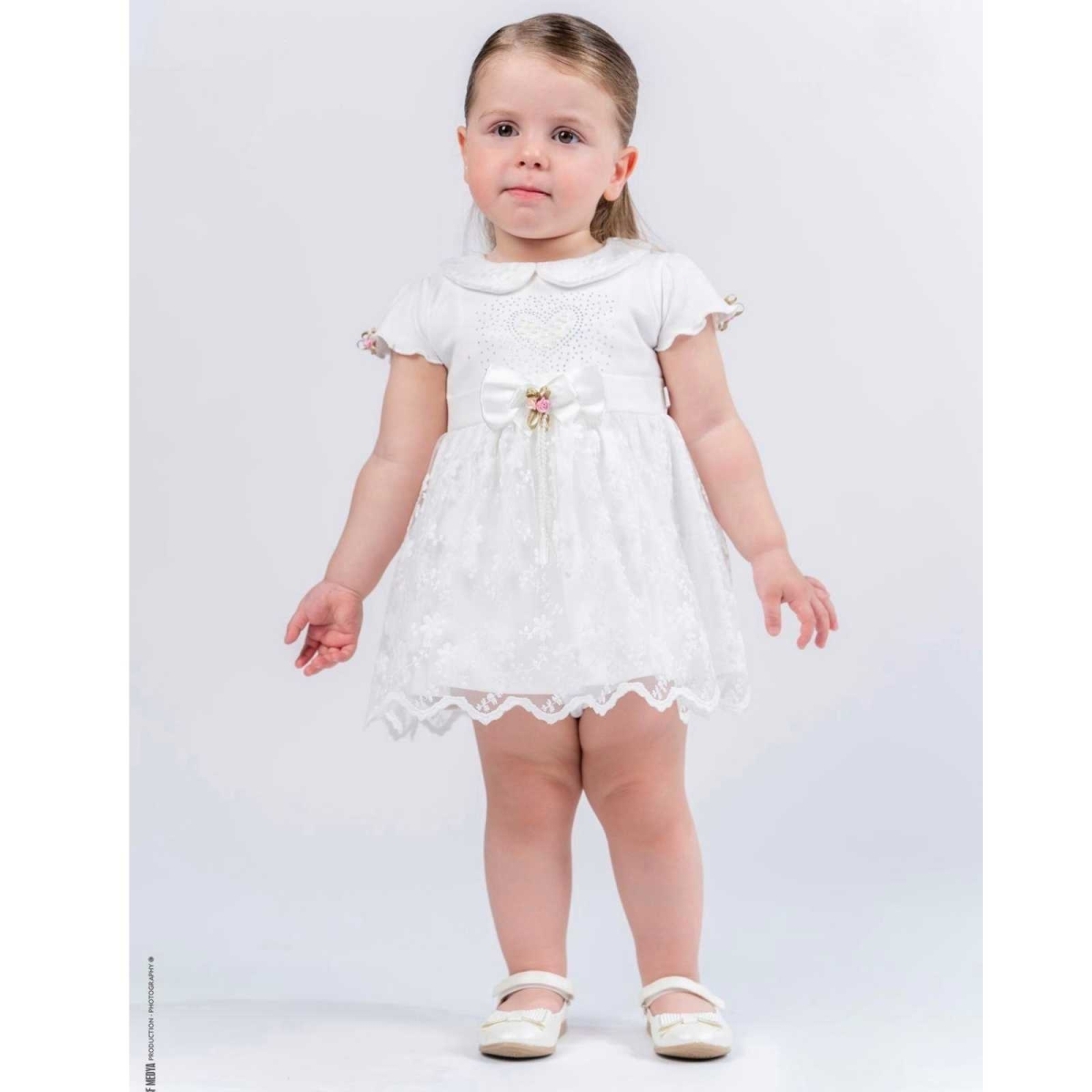 BULŞEN 429-KIZ 9/18 AY  KALPLİ İNCİLİ ELBİSE