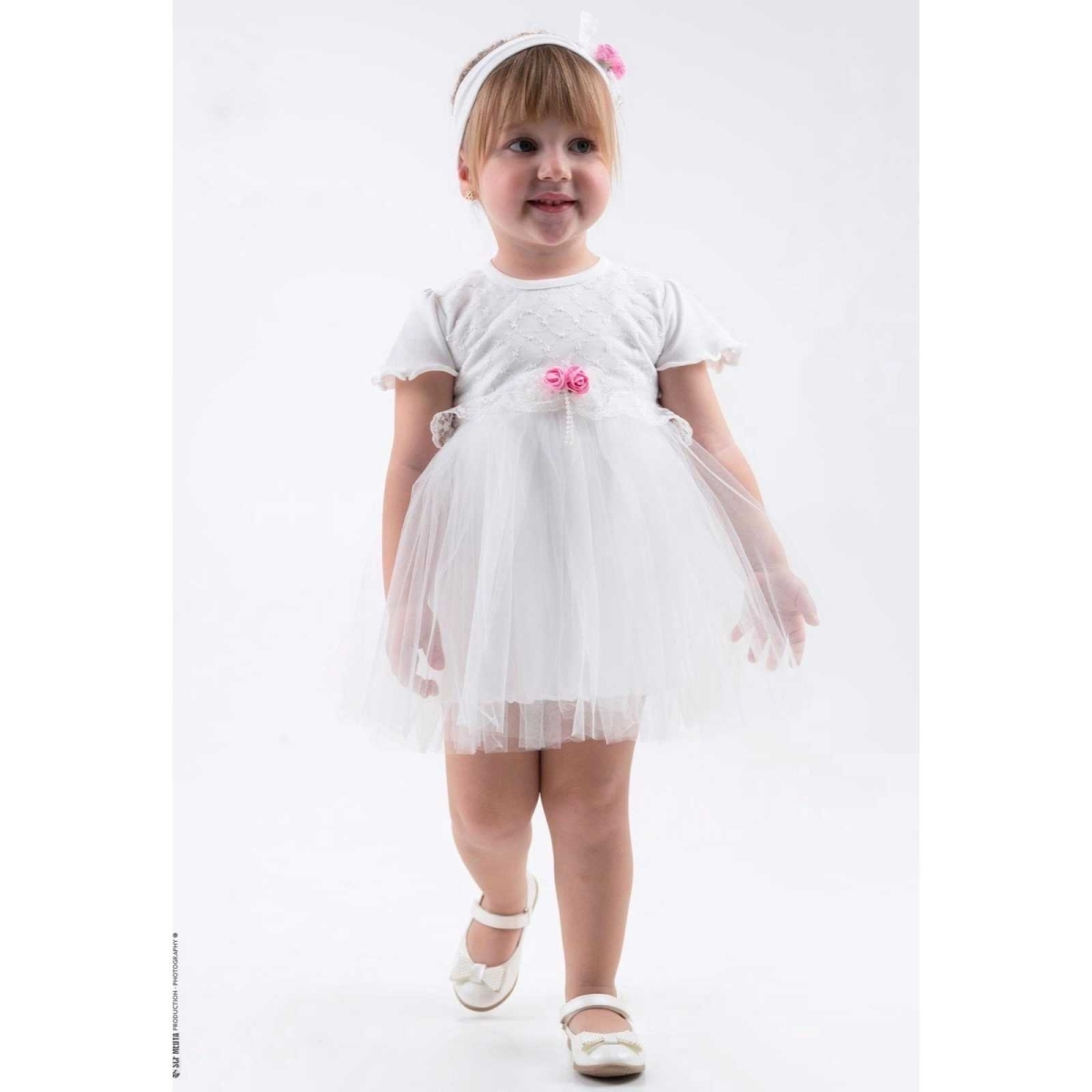 BULŞEN 431-KIZ 9/18 AY  BELİ OMUZU DANTELLİ ELBİSE