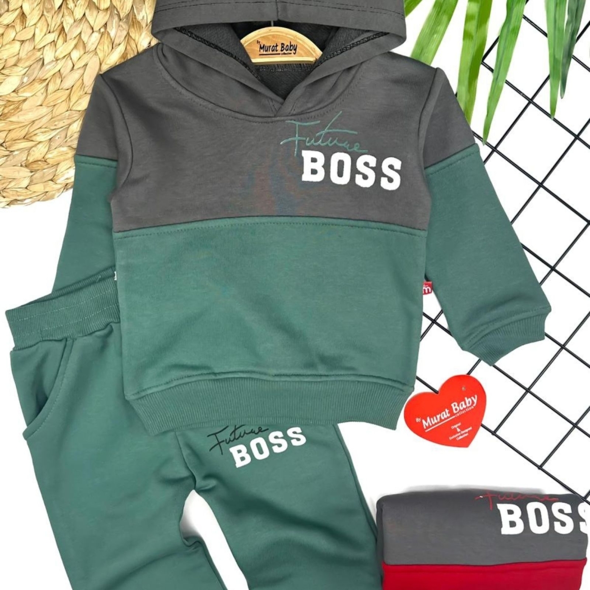 BYMURAT 8115-ERKEK 2/5 YAŞ FUTURE BOSS BASKILI 3İP TAKIM