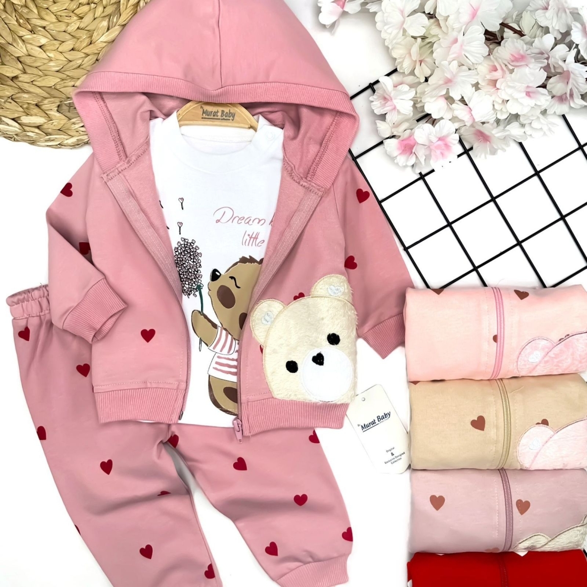 BYMURAT 8388-KIZ 6/18 AY AYI KALP BASKILI 3&#039;LÜ TAKIM