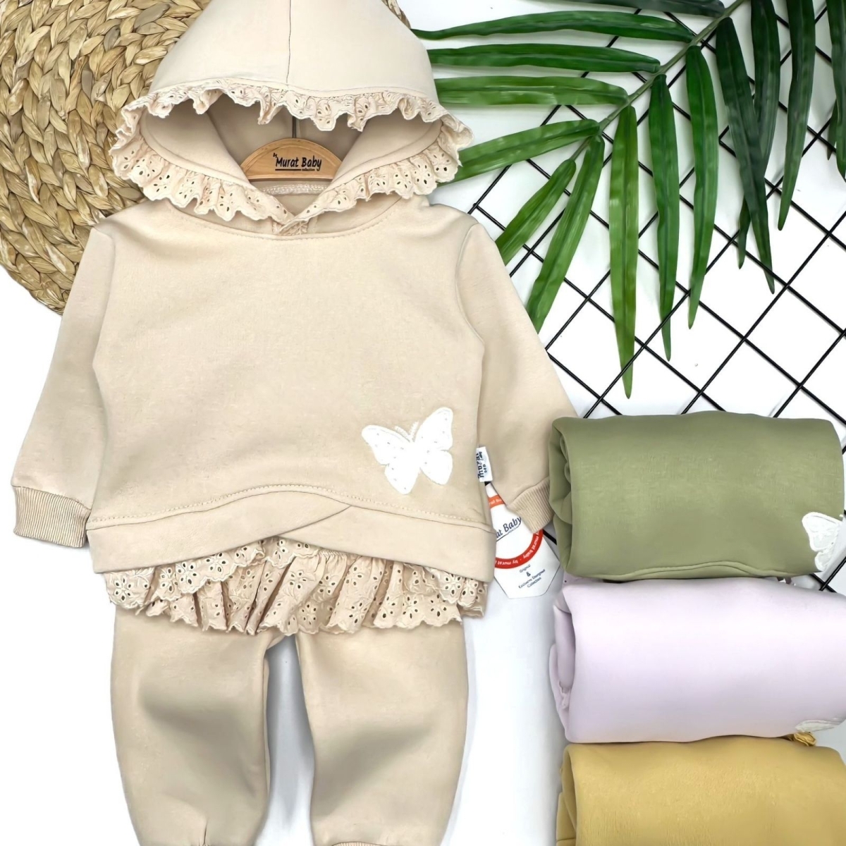 BYMURAT 8980-KIZ 9/24 AY KELEBEKLİ GÜPÜR DETAYLI 3-İP 2&#039;Lİ TAKI