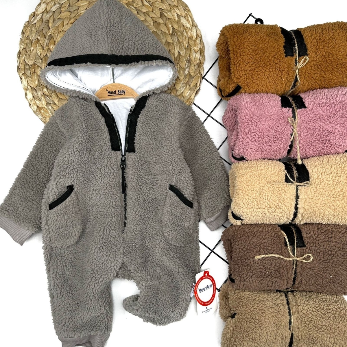 BYMURAT 9065-UNİSEX 3/12 AY YAKA FERMUAR KUZU TULUM