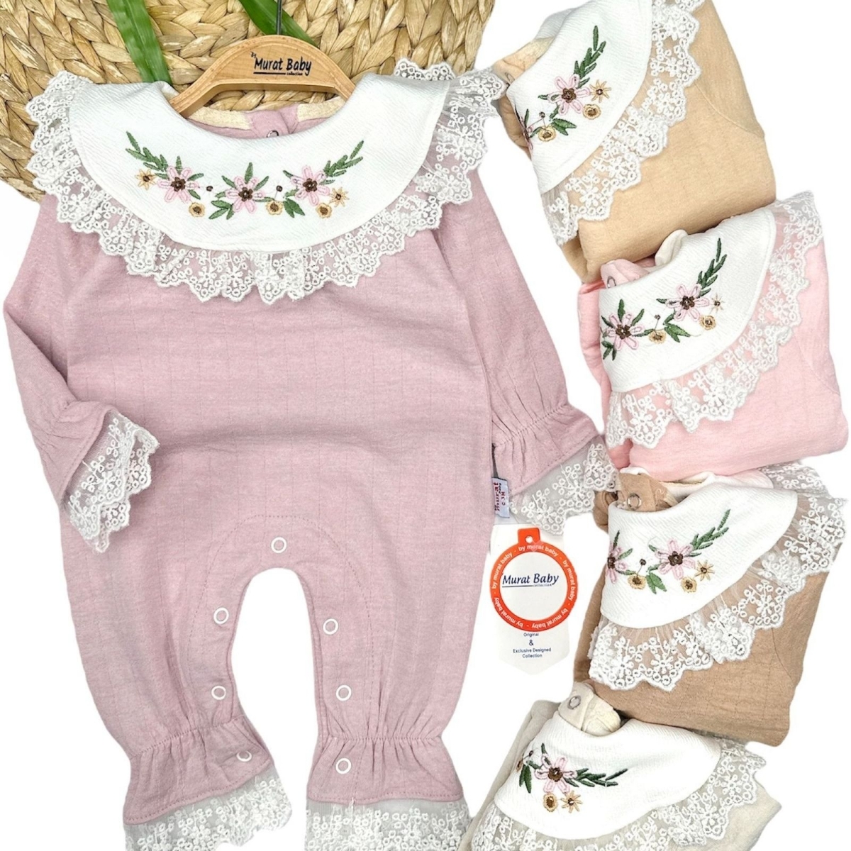 BYMURAT 9672-KIZ 3/12 AY ÇİÇEK NAKIŞ YAKALI TULUM