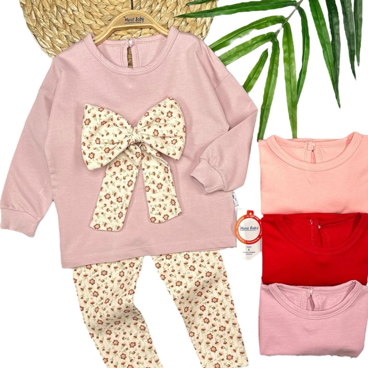 BYMURAT 9711-KIZ 2/5 YAŞ ÇİÇEK BASKI FİYONKLU TAKIM