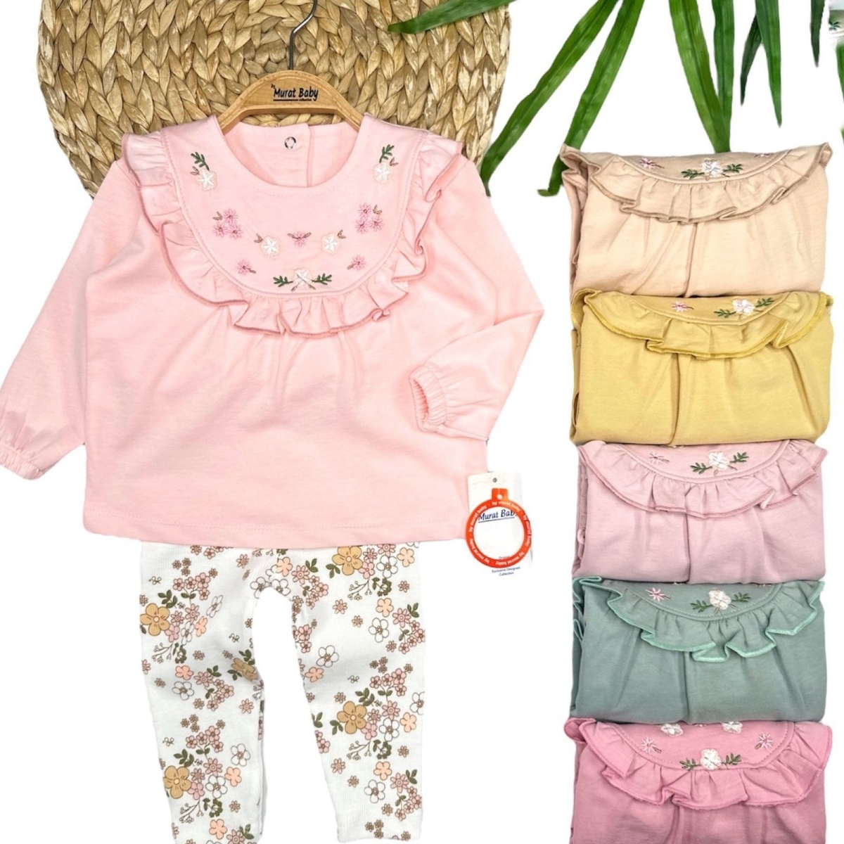 BYMURAT 9748-KIZ 9/24 AY ÖNLÜK YAKA ÇİÇEK İŞLEMELİ 2Lİ TAKIM