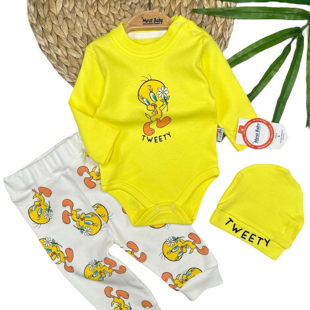 BYMURAT 9754-ERKEK 3/12 AY TWEET KUŞ BASKILI 2Lİ TAKIM