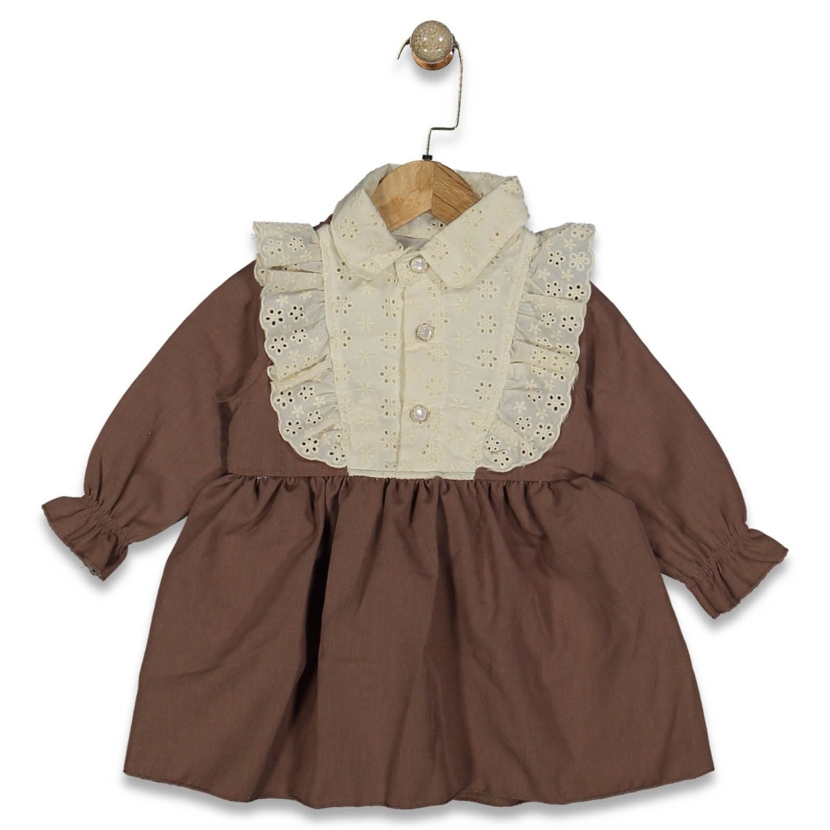 CANÖZ 3557-ERKEK 1/4 YAŞ YAKA FIRFIRLI DÜĞMELİ ELBİSE