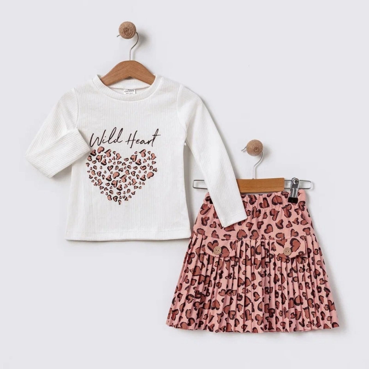 CİCİMİX 6304-KIZ 2/5 YAŞ PİLİSELİ LEOPAR ETEKLİ BADİLİ TAKIM