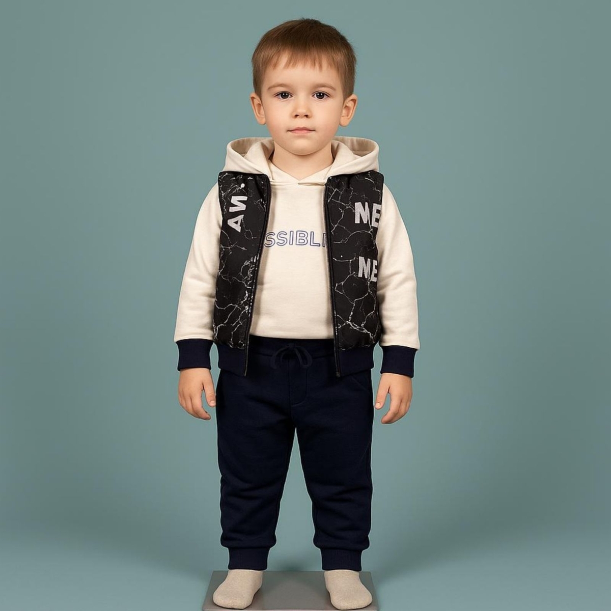 COMFORT BABY 1005-ERKEK 9/24 AY YELEKLİ ÜÇLÜ TAKIM