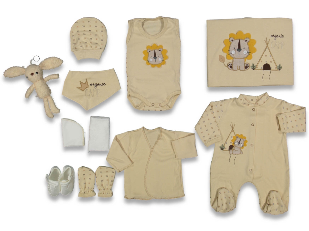 ERKEK 0/3 AY 10 LU ORGANİK ASLANLI  LÜX SET