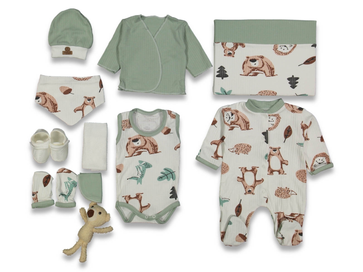 ERKEK 0/3 AY AYI BASKILI 10 LU ORGANİK LÜX ZIBIN S