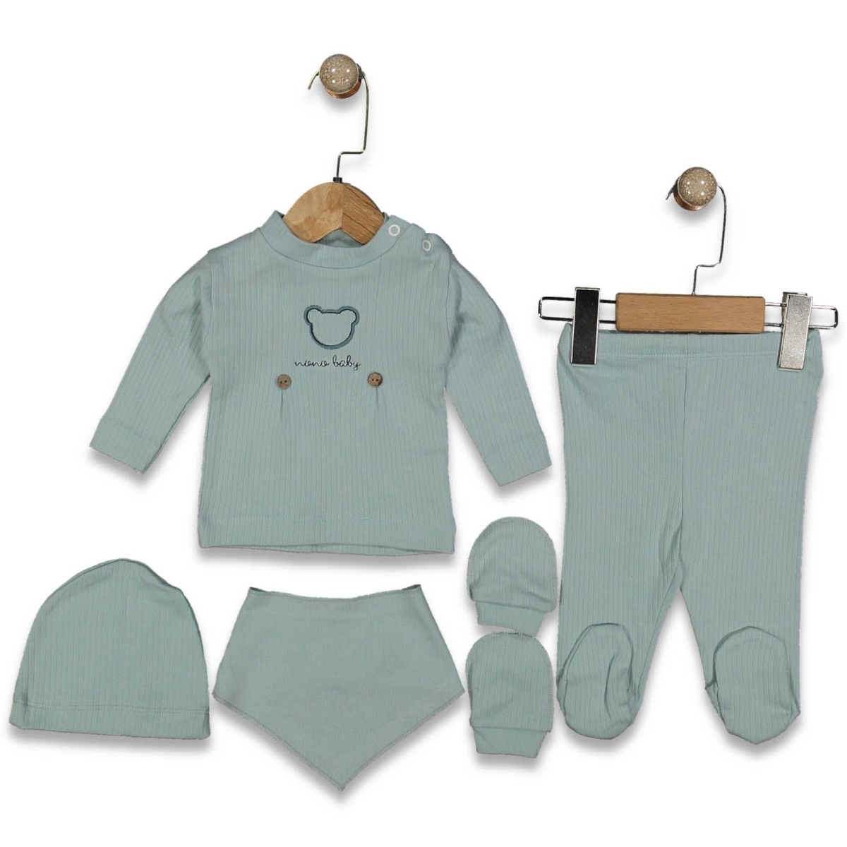 ERKEK 1/1 AY AYICIK NAKIŞLI DÜĞMELİ 5 Lİ SET