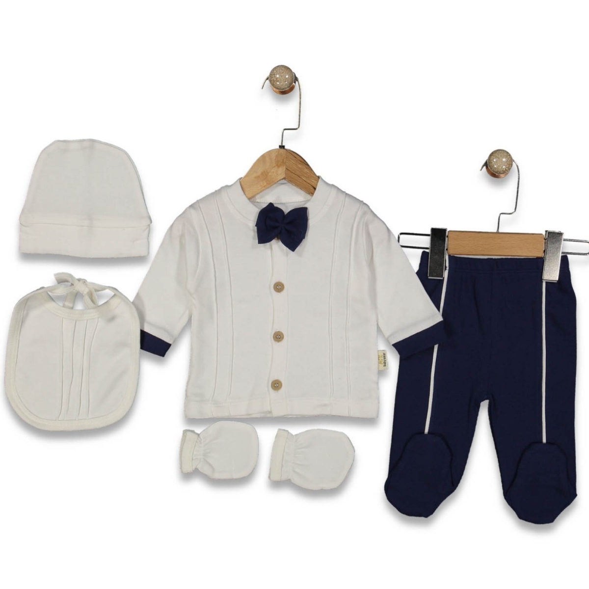 ERKEK 1/1 AY ERKEK BEBEK  YENİDOĞAN PAPYONLU 5Lİ H