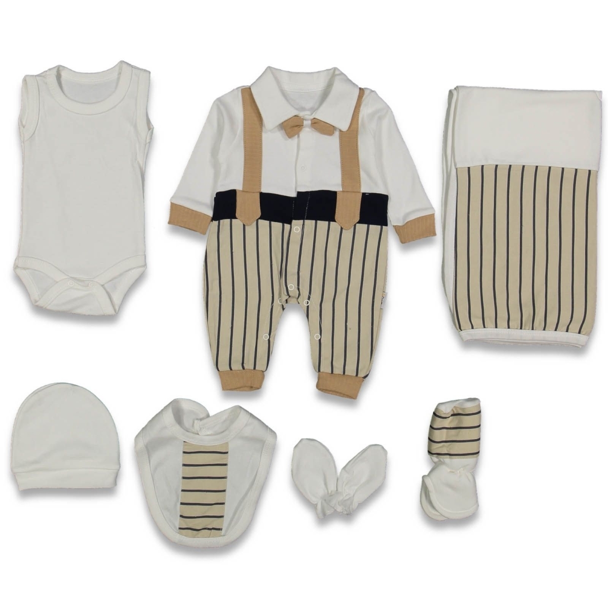 ERKEK 1/1 AY LACIVERT CIZGILI ASKILI 7 Lİ SET