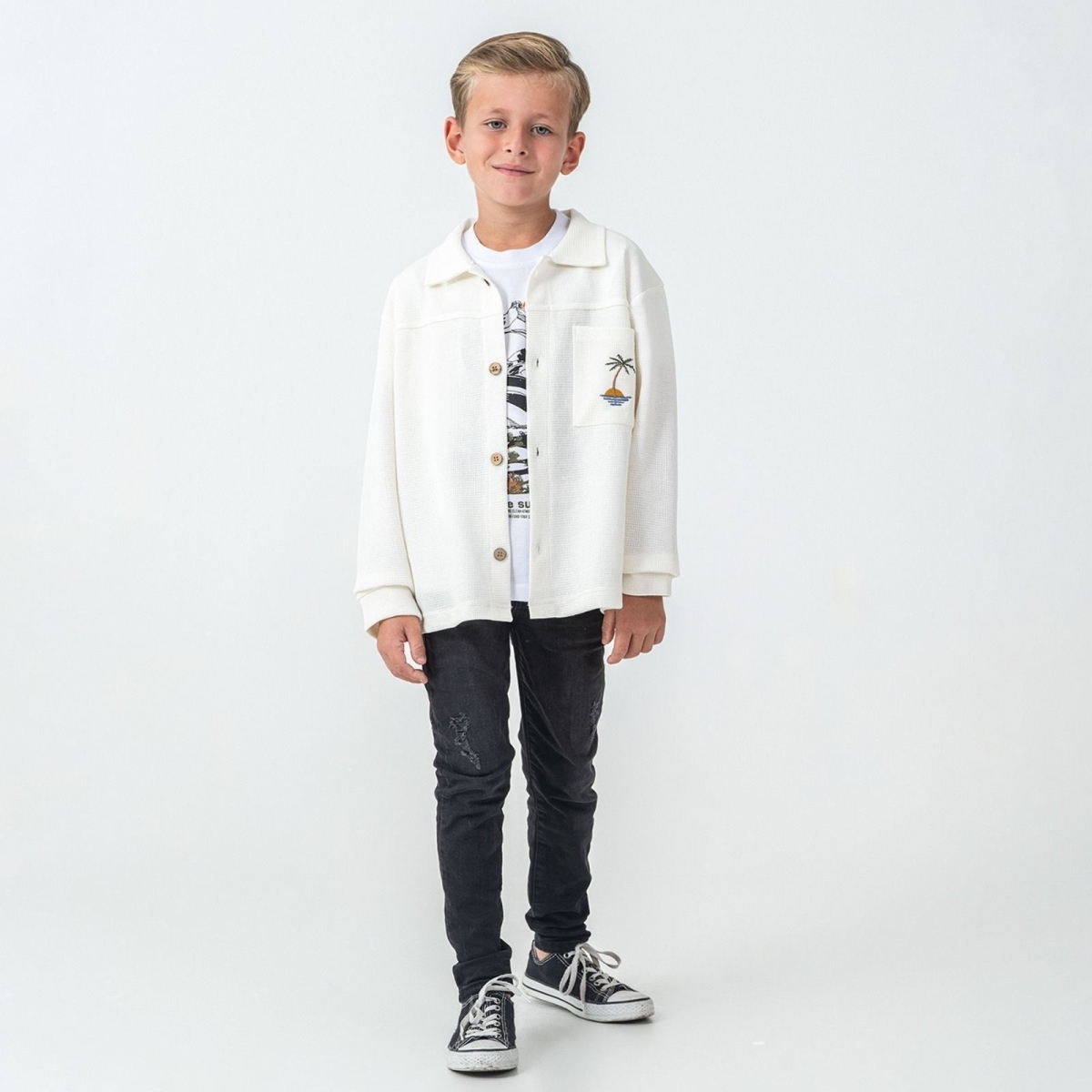 ERKEK 11/14 YAŞ PALMİYELİ ERKEK ÇOCUK İKİLİ GÖMLEK