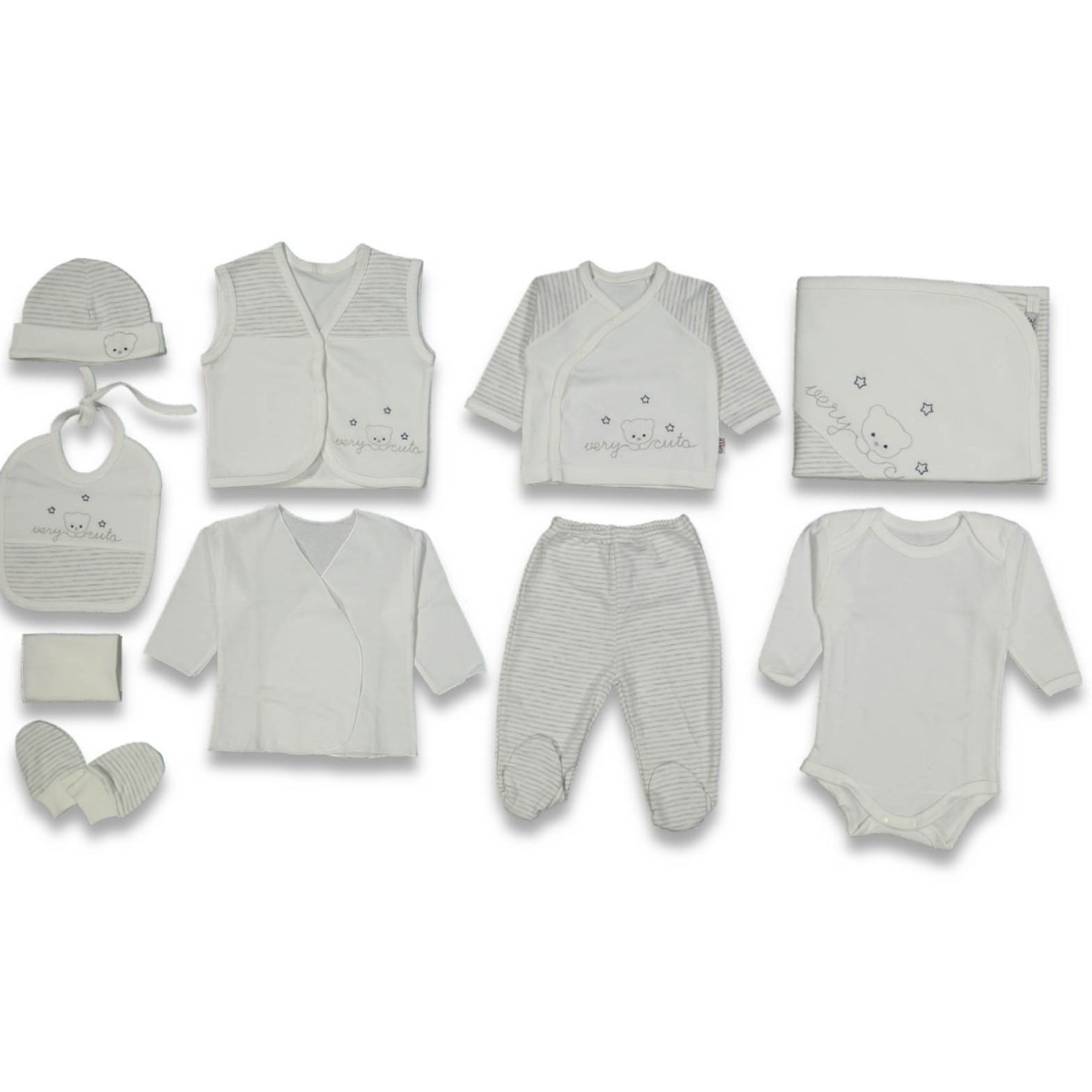 ERKEK 1/3 AY ÇİZGİLİ AYI KAFA 10LU SET