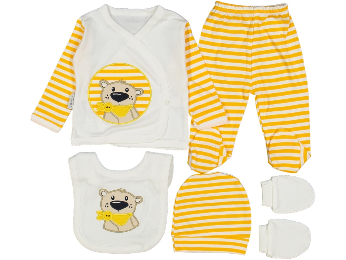 ERKEK 1/3 AY FULARLI ÇİZGİLİ AYI LÜX 5&#039;Lİ ZIBIN SETİ