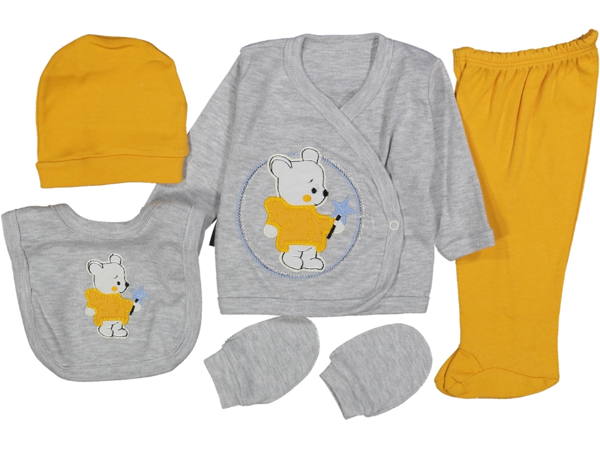 ERKEK 1/3 AY GRİ YILDIZLI AYI 5 Lİ ZIBIN SETİ