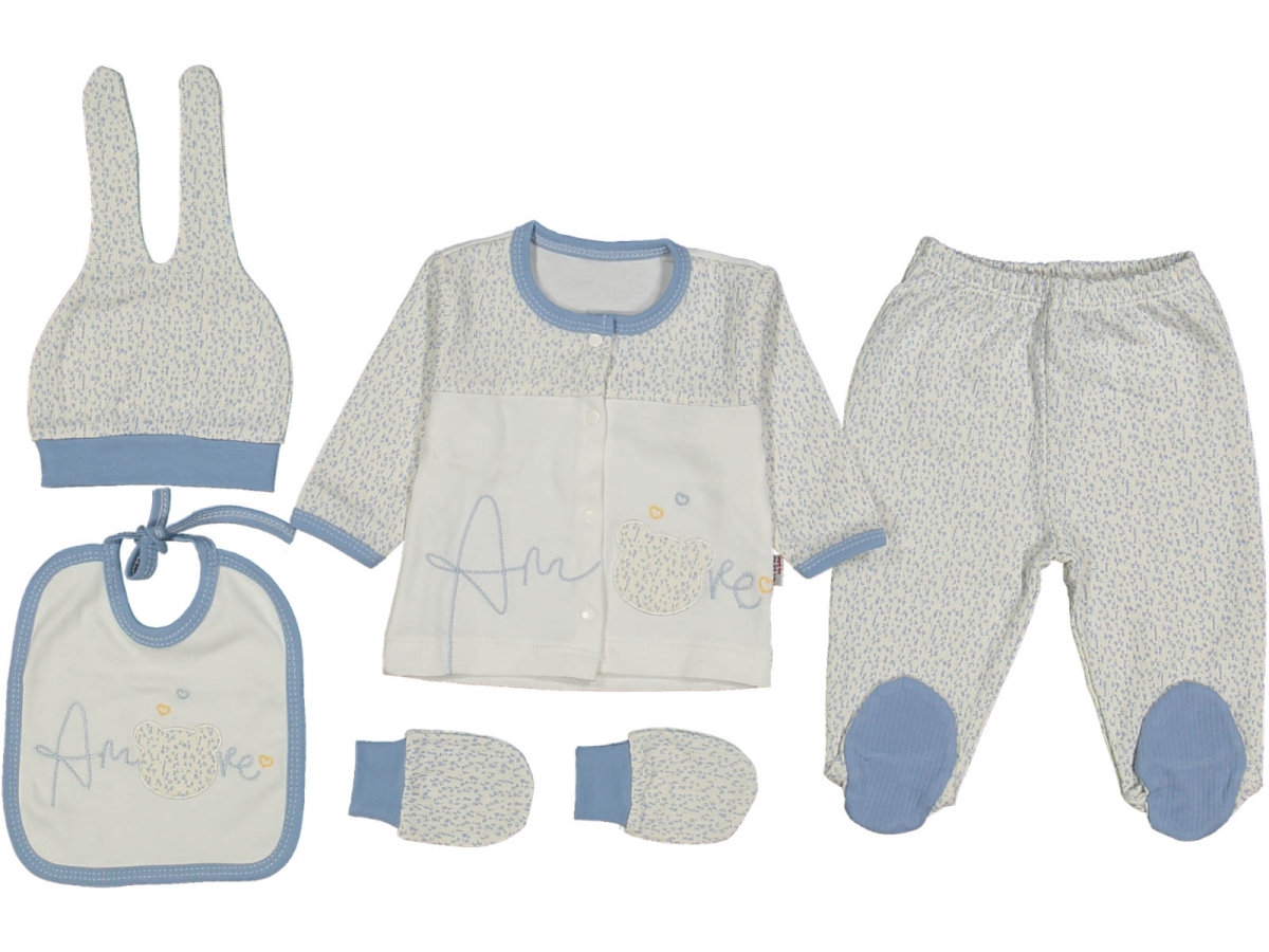 ERKEK 1/3 AY KALPLİ AMORE NAKIŞLI 5LI ZIBIN SET