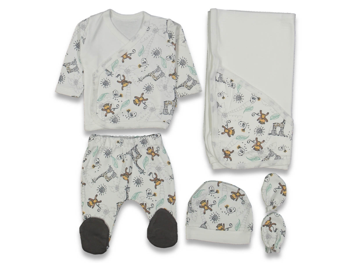 ERKEK 1/3 AY ZÜRAFA MAYMUN BASKILI ZIBIN SET