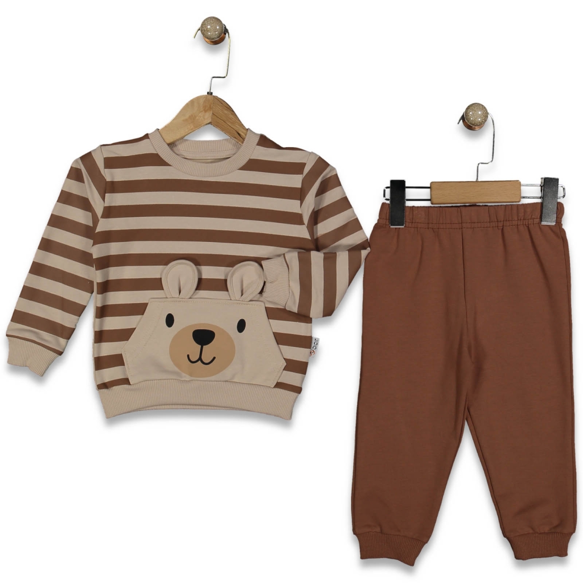 ERKEK 1/4 YAŞ ÇİZGİLİ KULAKLI AYI 2 İP TAKIM