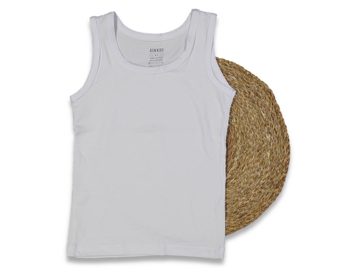 ERKEK 14/15 YAŞ BEYAZ LİKRALI GARSON ATLET