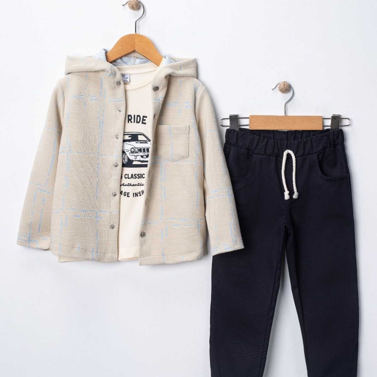 ERKEK 1/5 YAŞ ÇİZGİLİ  HIRKALI 3&#039;LÜ TAKIM