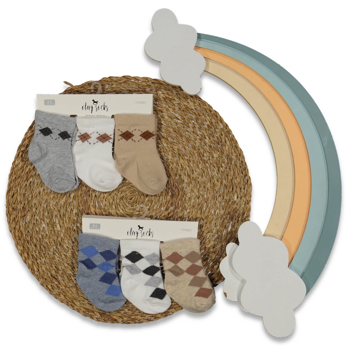 ERKEK 1/6 AY BAKLAVA DESENLİ BEBEK SOKET ÇORAP